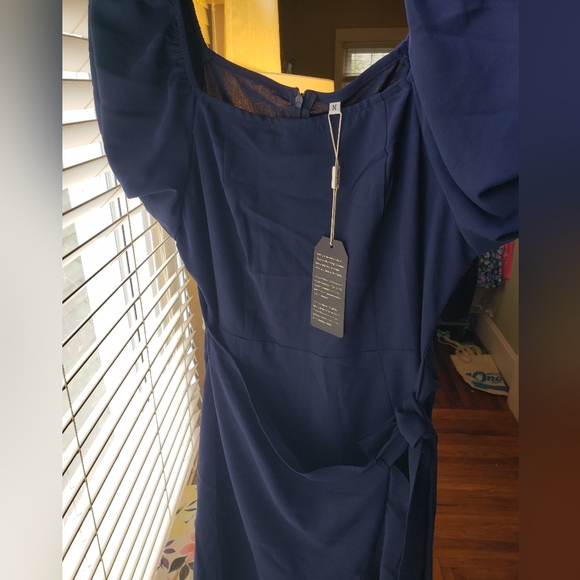 SAMPEEL Summer V Neck Wrap Puffy Sleeve Short Dress with Belt for Women - Picture 12 of 13